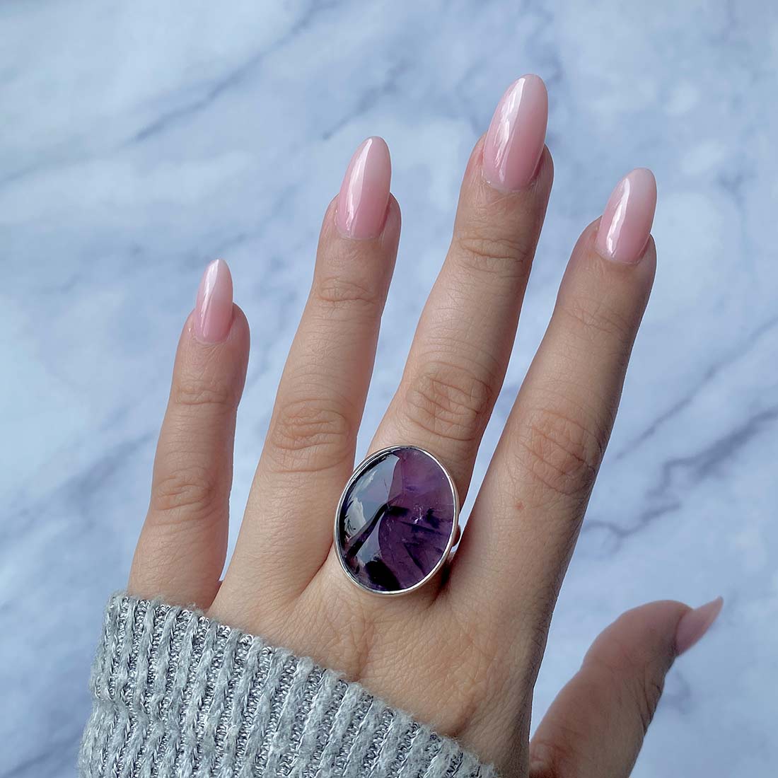 Star Amethyst Adjustable Ring-(STA-R-8.)