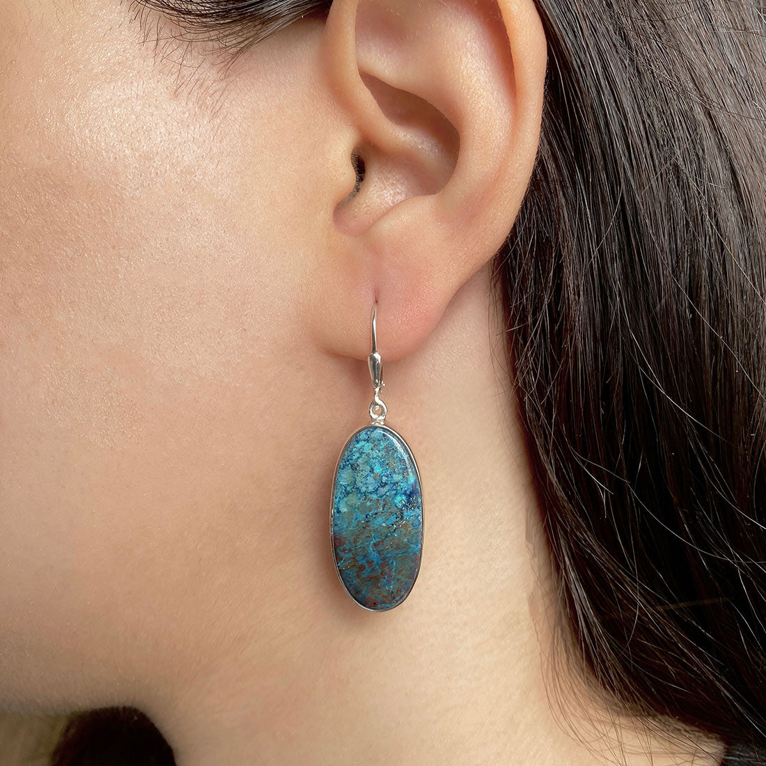 Shattuckite Earring-(STK-E-9.)