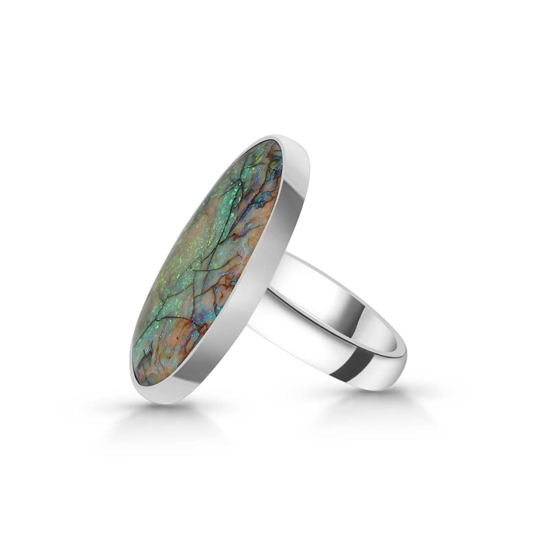 Sterling Opal Adjustable Ring-(STO-R-11.)