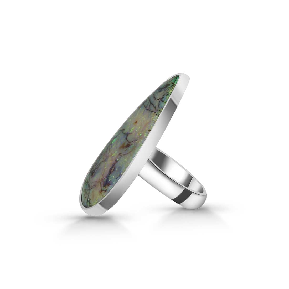 Sterling Opal Adjustable Ring-(STO-R-24.)