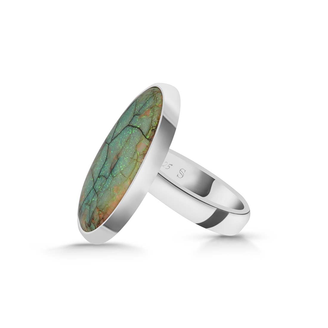 Sterling Opal Adjustable Ring-(STO-R-25.)