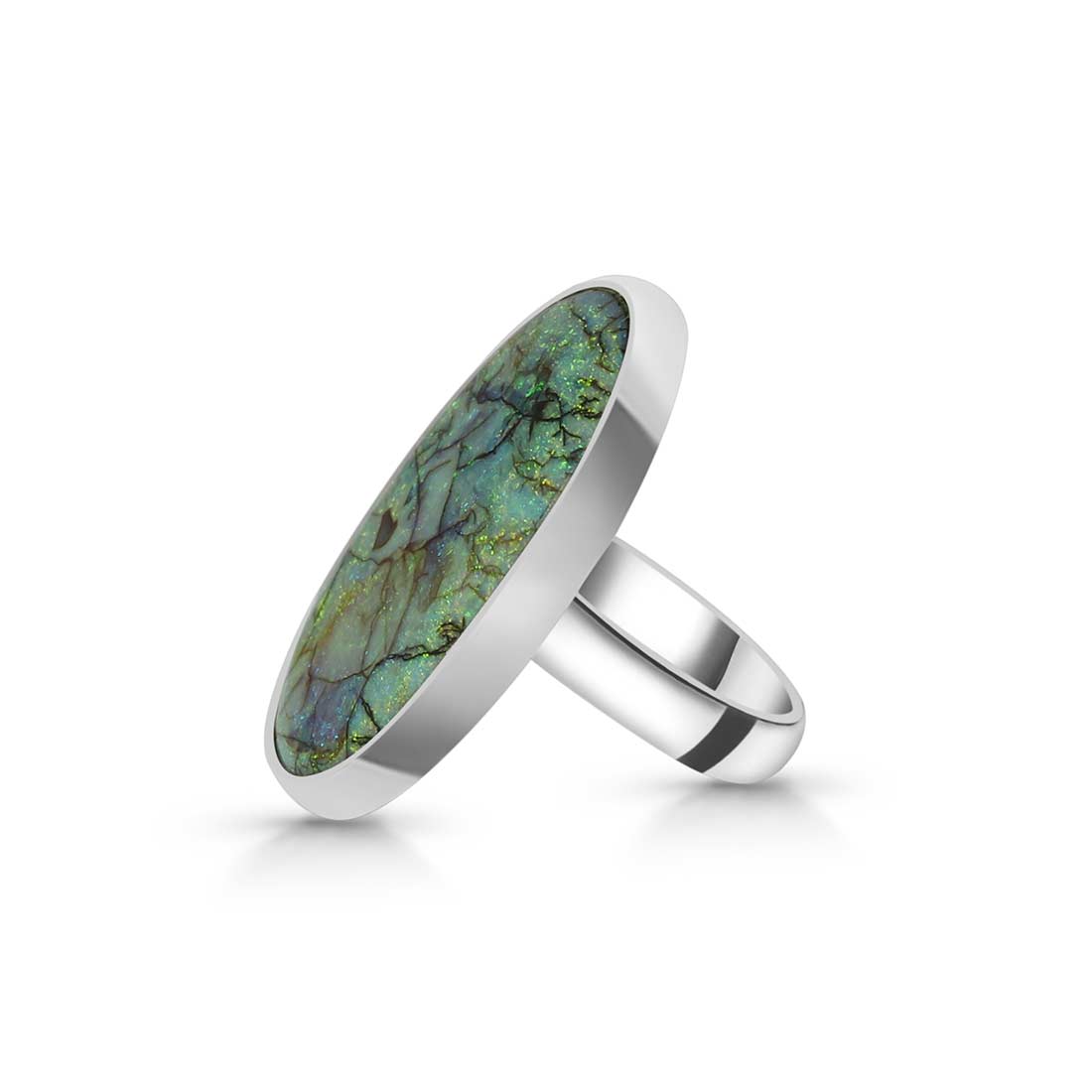 Sterling Opal Adjustable Ring-(STO-R-27.)