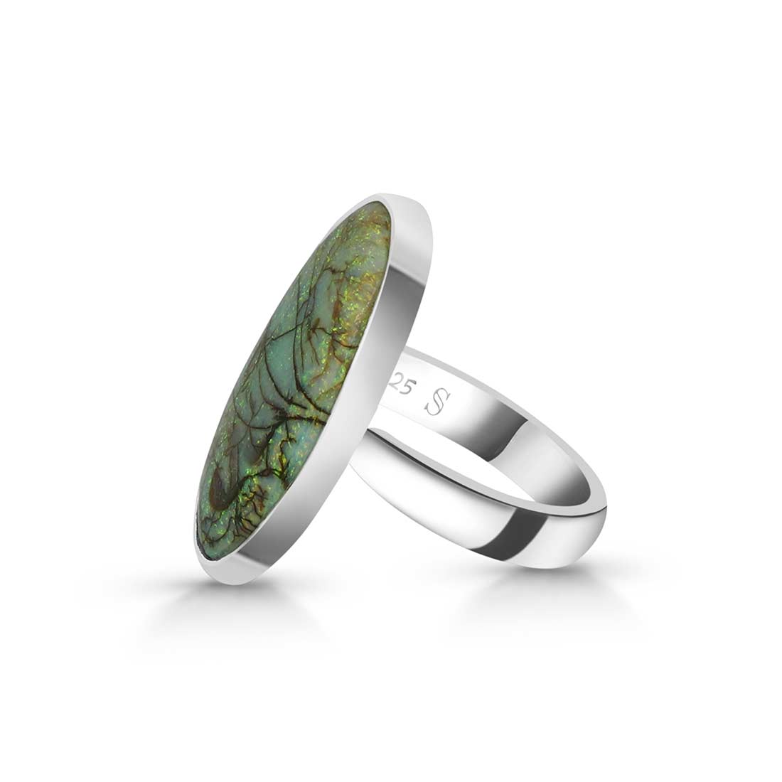 Sterling Opal Adjustable Ring-(STO-R-35.)