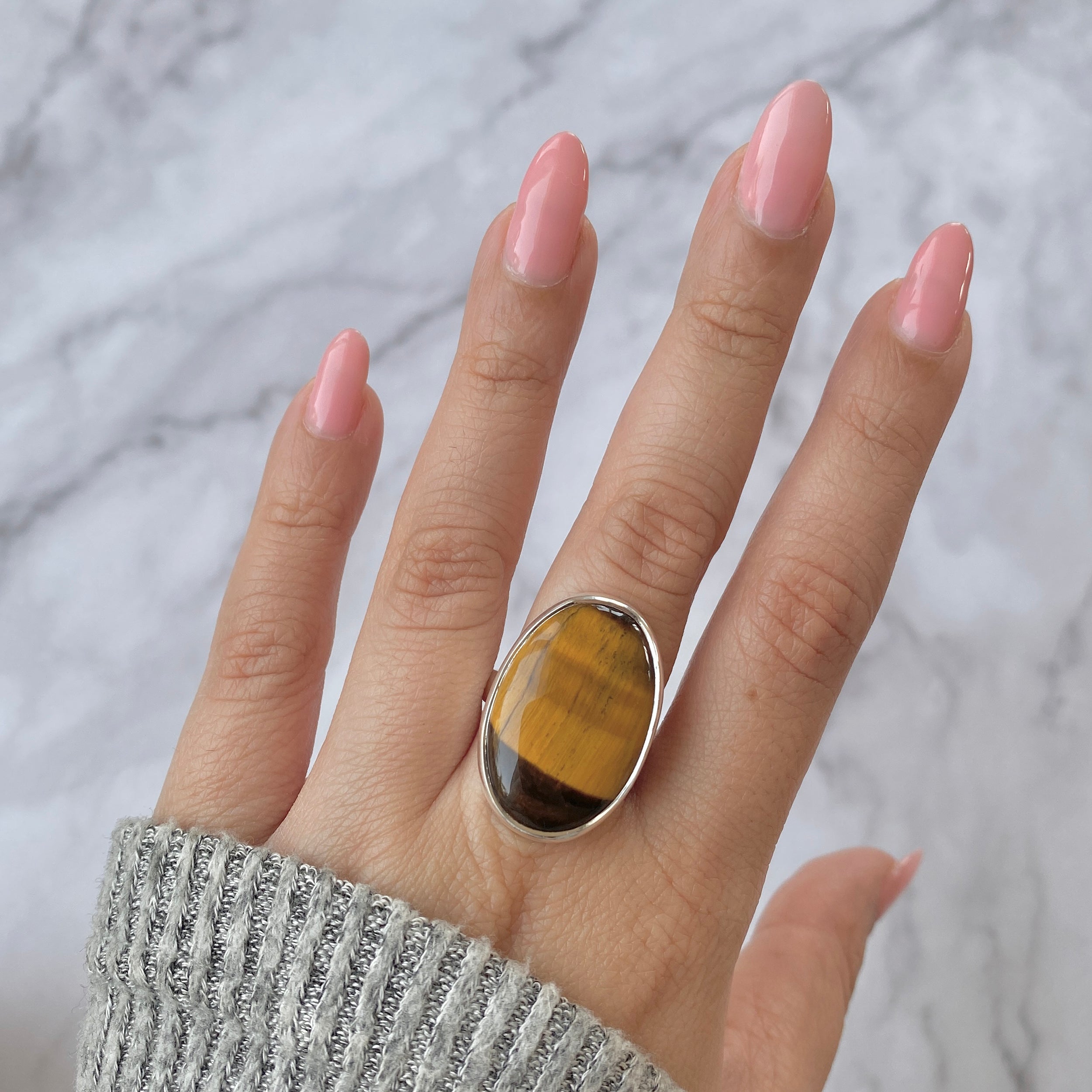 Tiger Eye Adjustable Ring-(TGE-R-27)