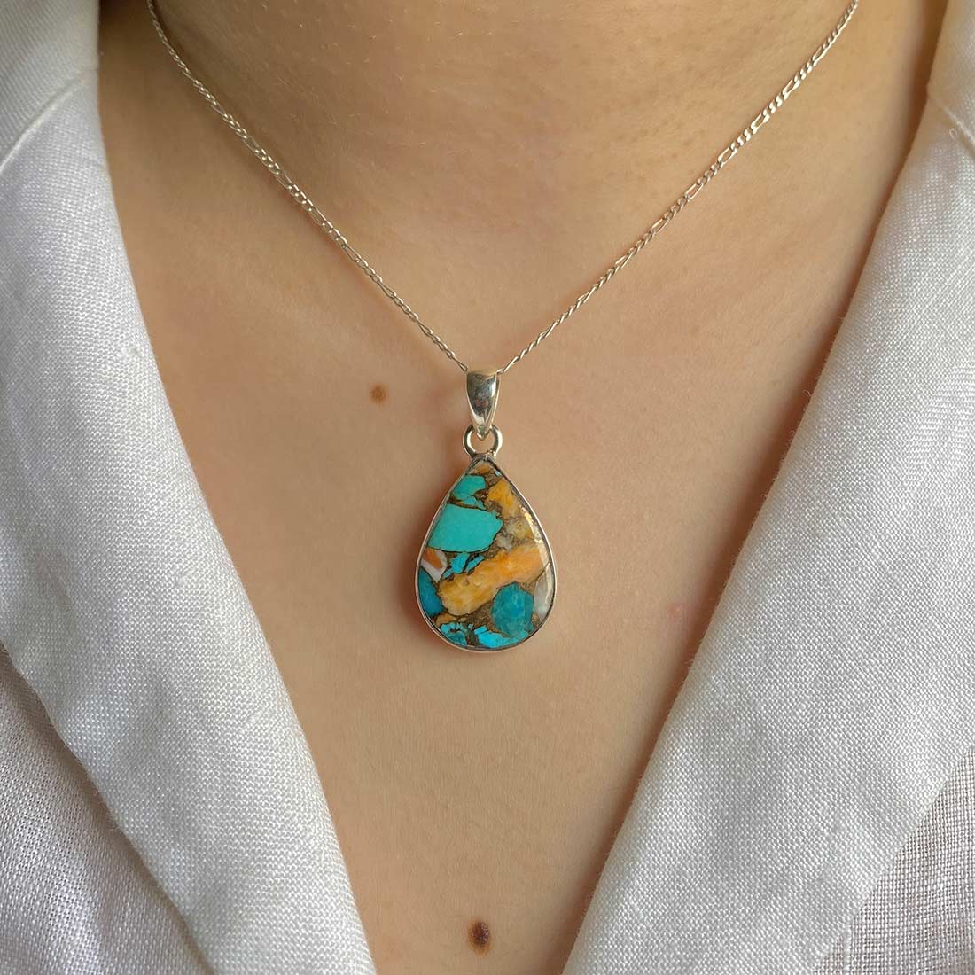 Spiny Oyster Turquoise Pendant-(TRO-P-29.)