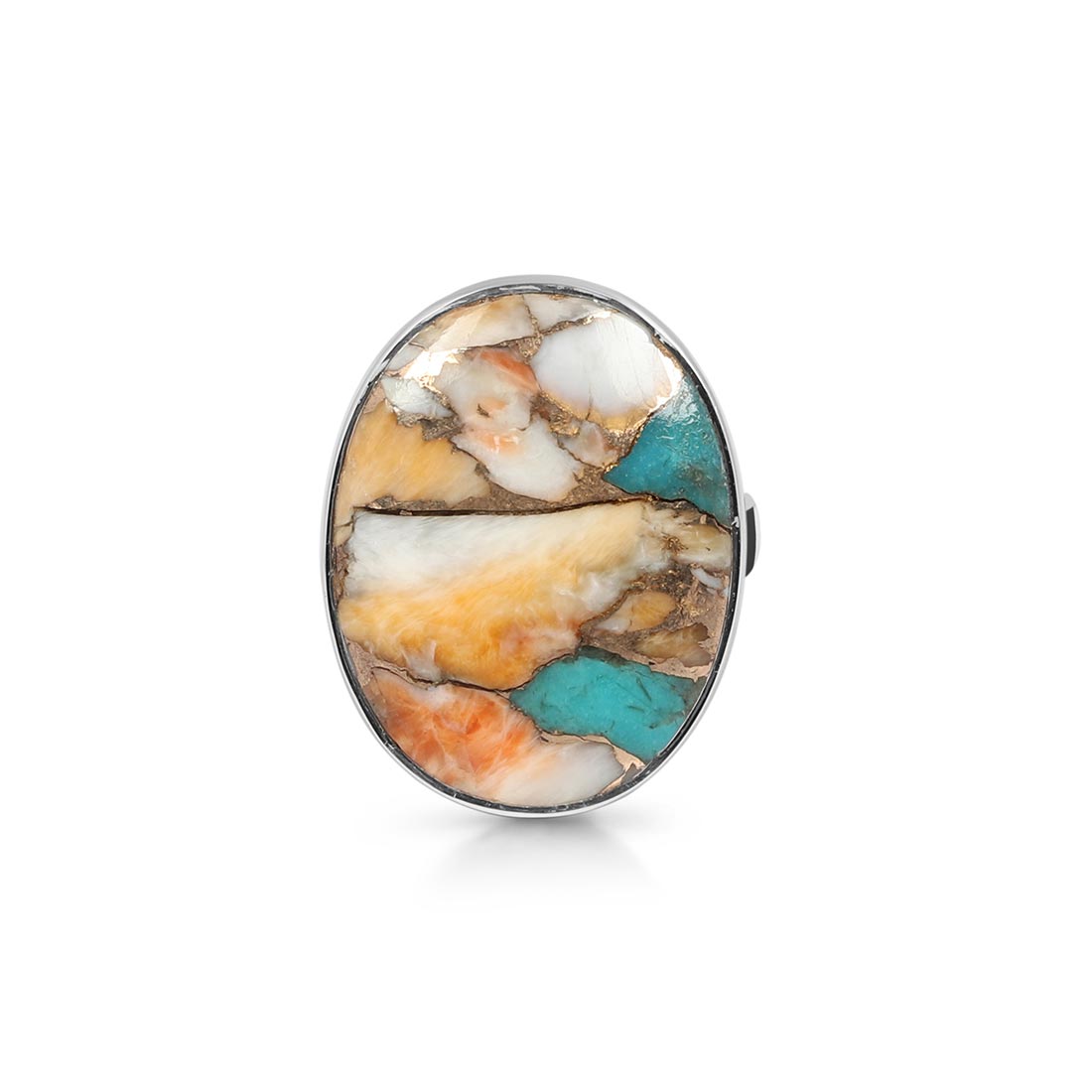 Spiny Oyster Turquoise Adjustable Ring-(TRO-R-10.)