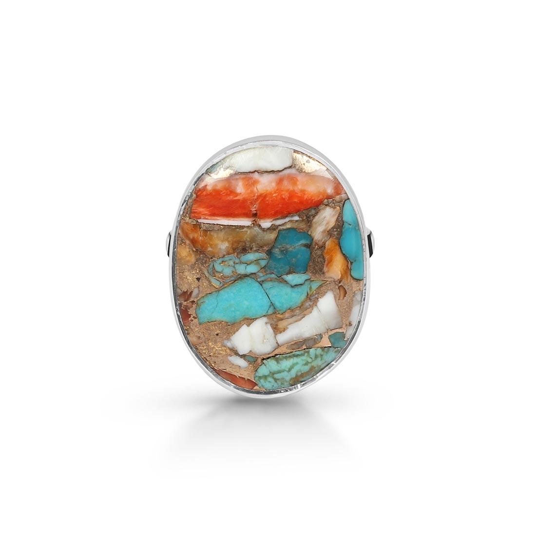 Spiny Oyster Turquoise Adjustable Ring-(TRO-R-11.)