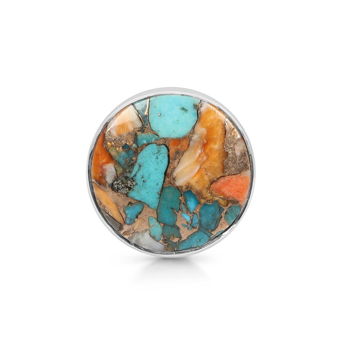 Spiny Oyster Turquoise Adjustable Ring-(TRO-R-16.)