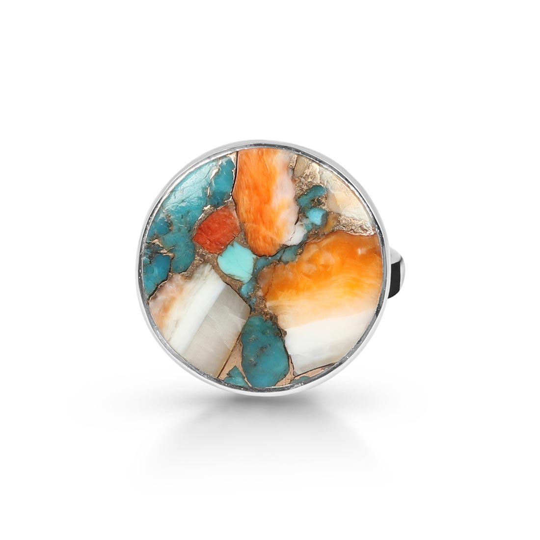 Spiny Oyster Turquoise Adjustable Ring-(TRO-R-17.)