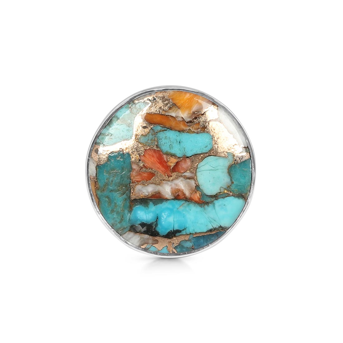 Spiny Oyster Turquoise Adjustable Ring-(TRO-R-20.)