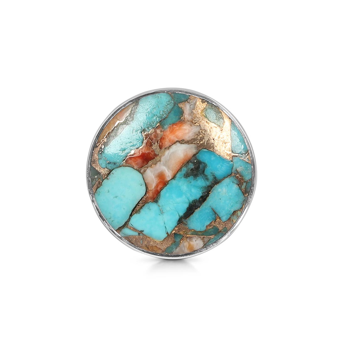 Spiny Oyster Turquoise Adjustable Ring-(TRO-R-21.)