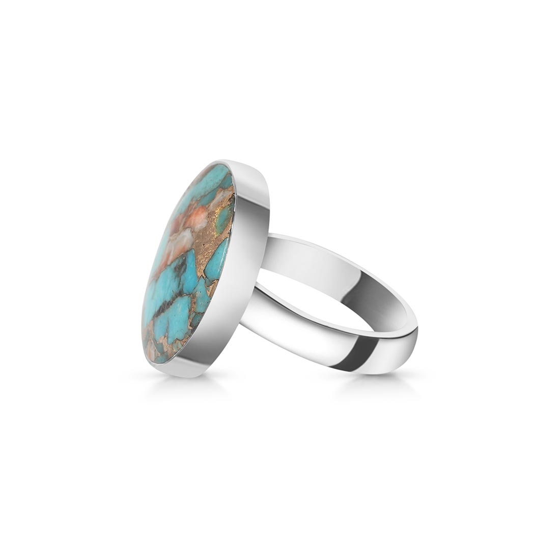 Spiny Oyster Turquoise Adjustable Ring-(TRO-R-21.)