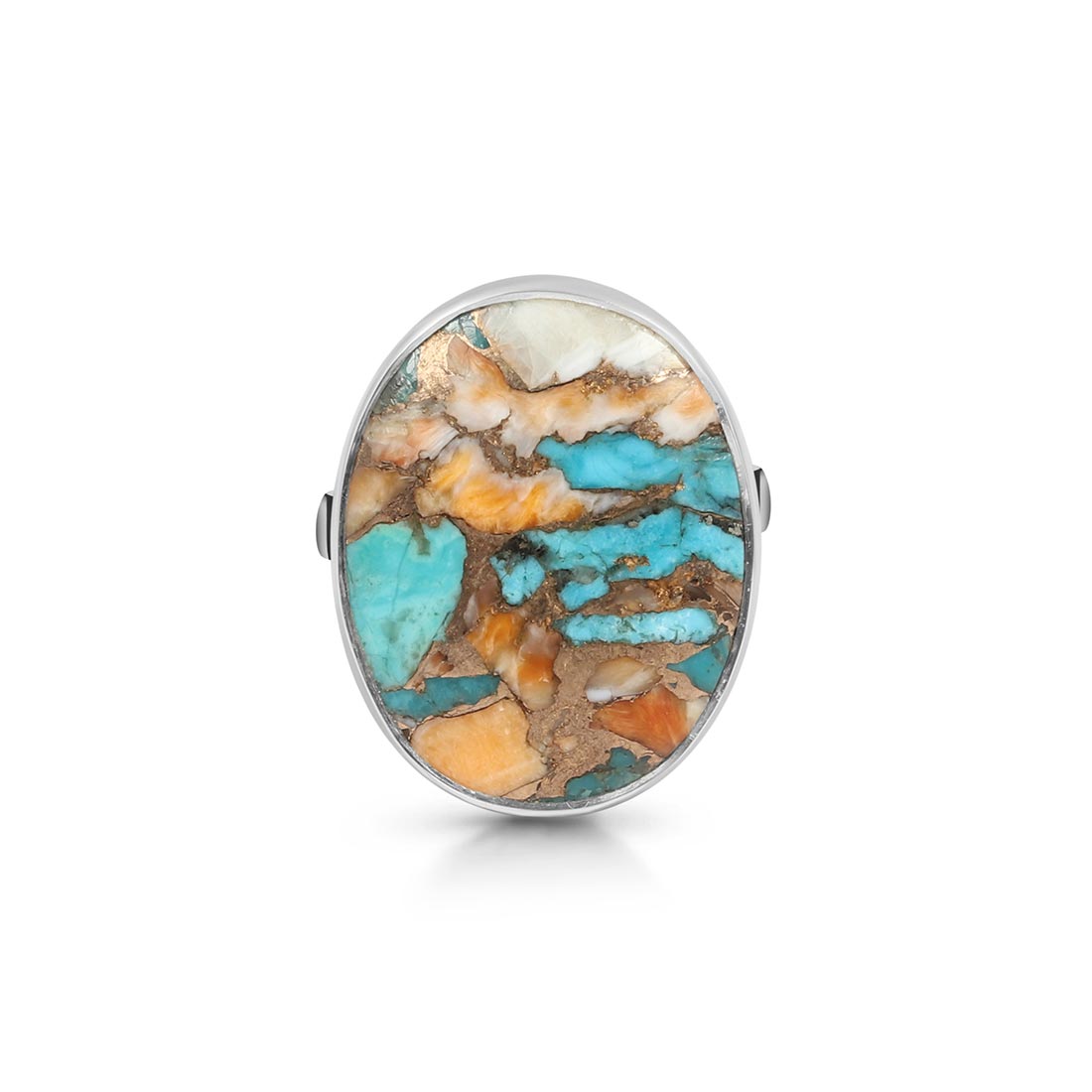 Spiny Oyster Turquoise Adjustable Ring-(TRO-R-25.)