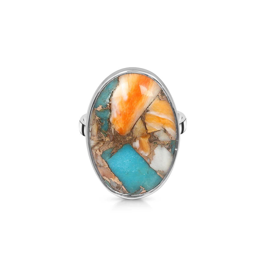 Spiny Oyster Turquoise Adjustable Ring-(TRO-R-26.)