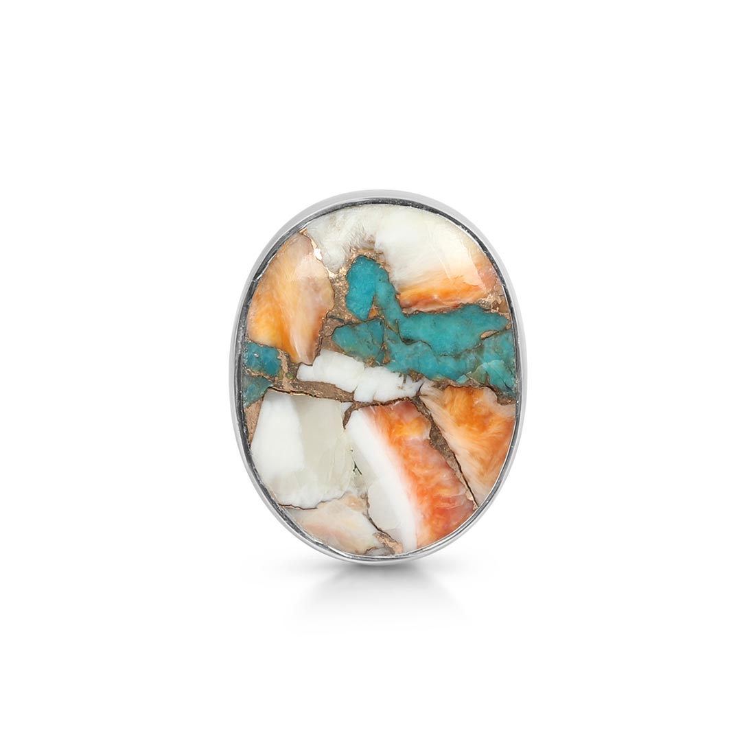 Spiny Oyster Turquoise Adjustable Ring-(TRO-R-27.)