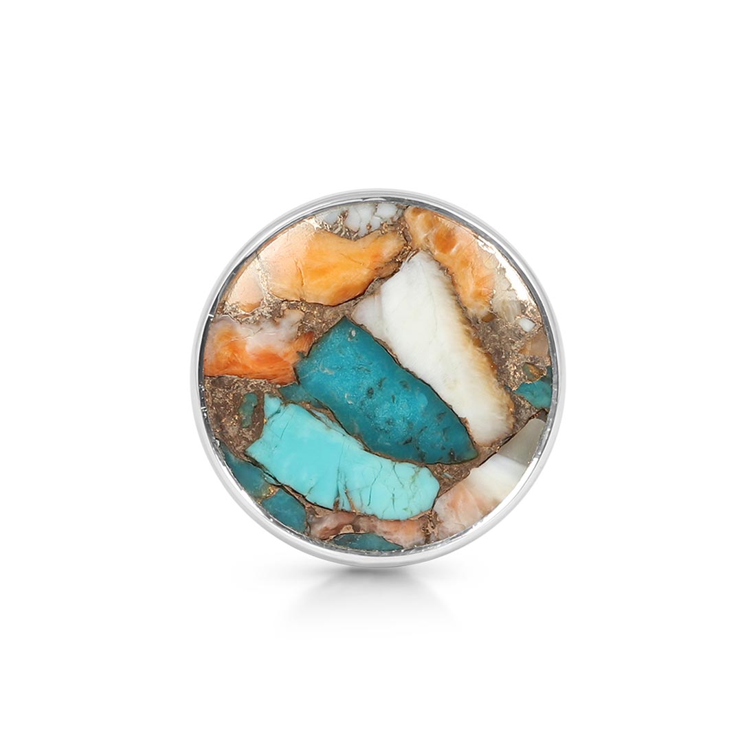 Spiny Oyster Turquoise Adjustable Ring-(TRO-R-28.)