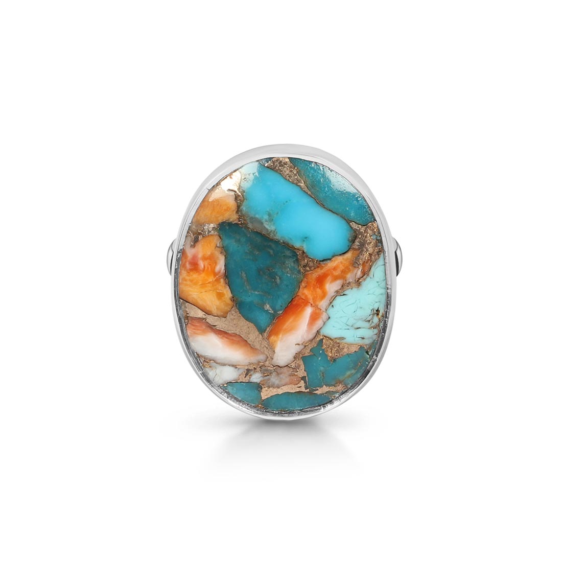 Spiny Oyster Turquoise Adjustable Ring-(TRO-R-29.)