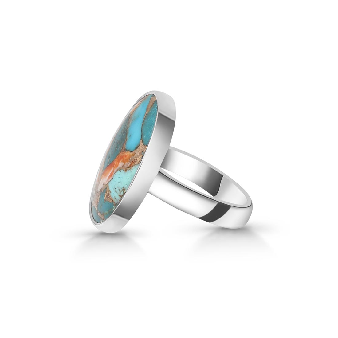 Spiny Oyster Turquoise Adjustable Ring-(TRO-R-29.)