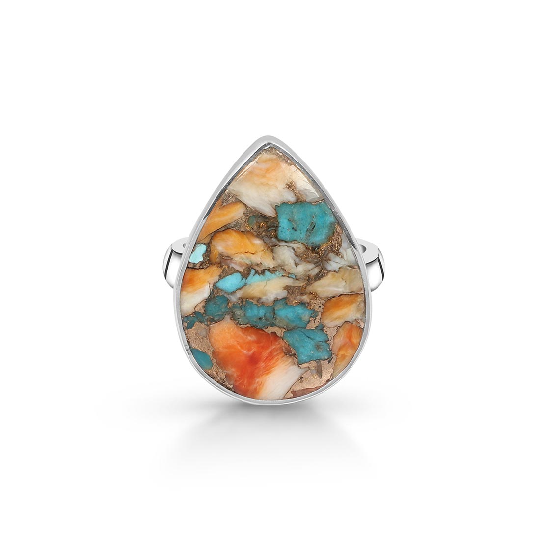 Spiny Oyster Turquoise Adjustable Ring-(TRO-R-3.)