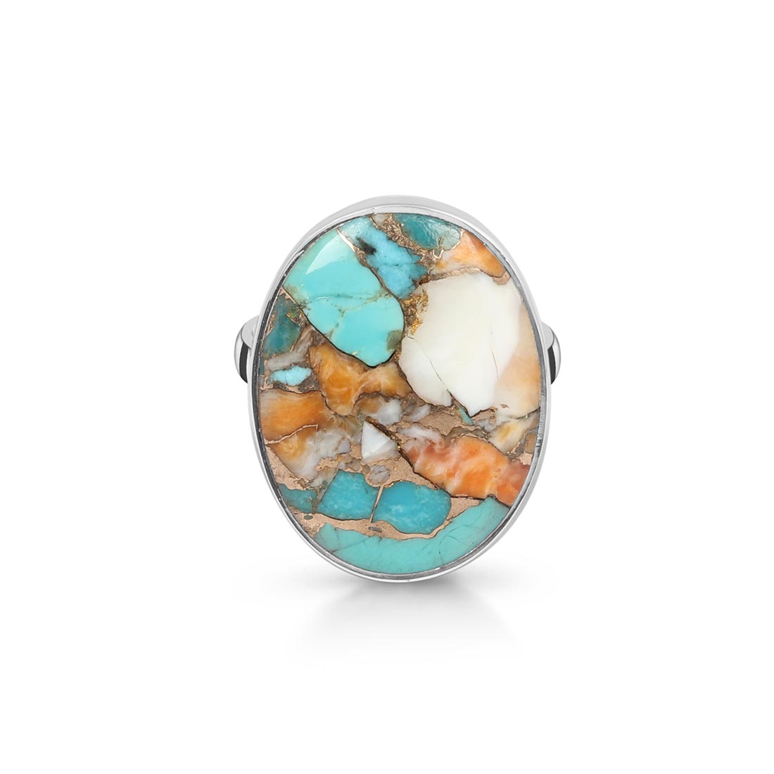 Spiny Oyster Turquoise Adjustable Ring-(TRO-R-31.)