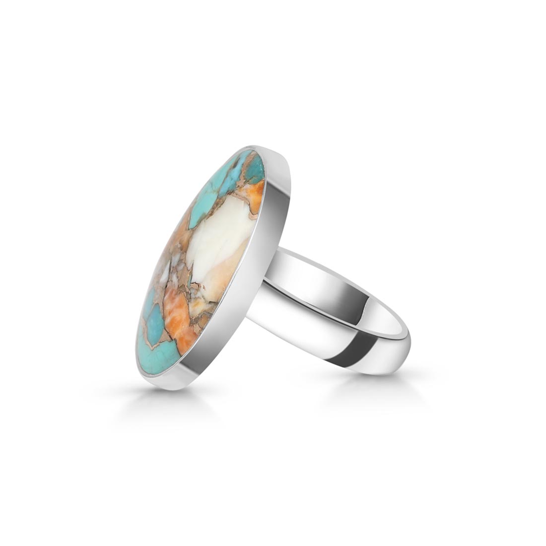 Spiny Oyster Turquoise Adjustable Ring-(TRO-R-31.)