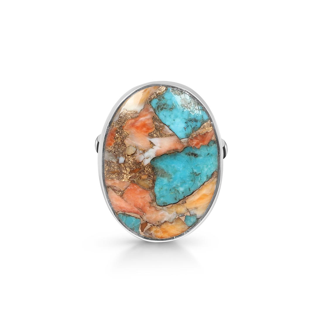 Spiny Oyster Turquoise Adjustable Ring-(TRO-R-33.)