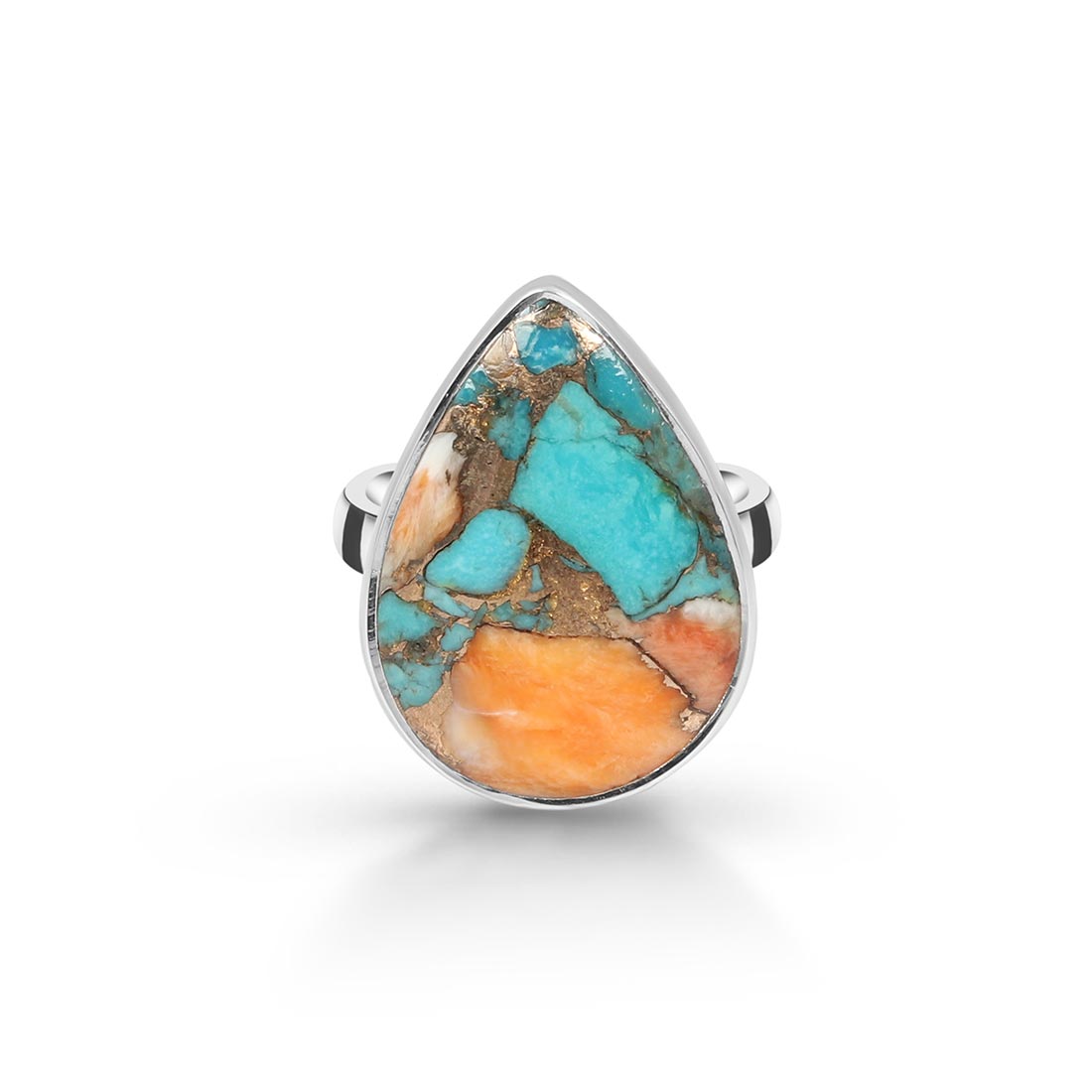 Spiny Oyster Turquoise Adjustable Ring-(TRO-R-35.)