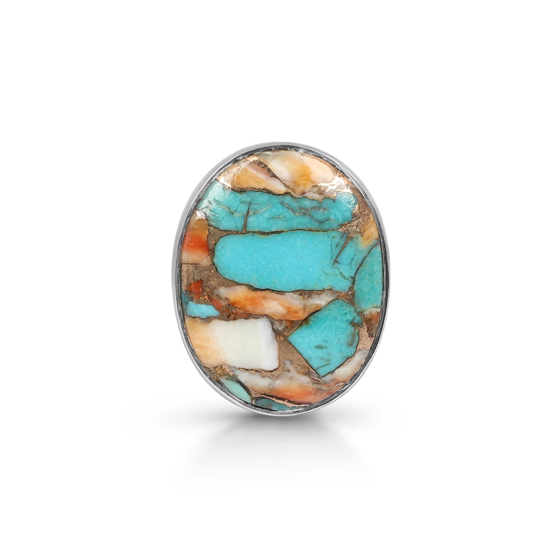 Spiny Oyster Turquoise Adjustable Ring-(TRO-R-36.)