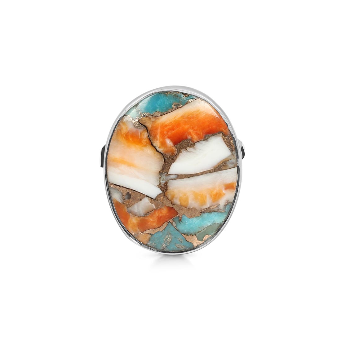 Spiny Oyster Turquoise Adjustable Ring-(TRO-R-8.)