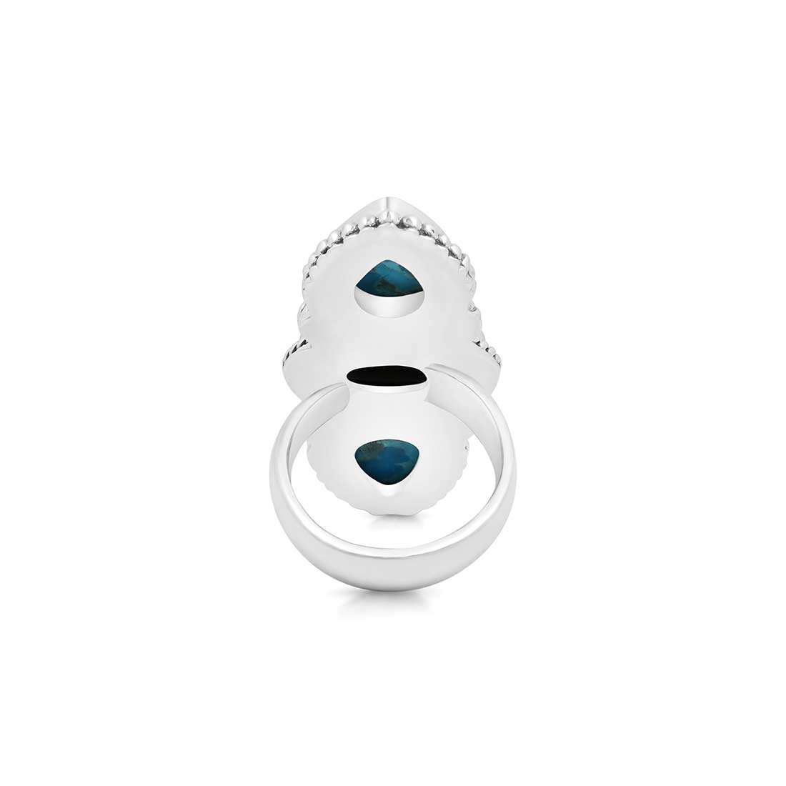 Turquoise And Black Onyx Adjustable Ring-(TRQ-CLS-7.)