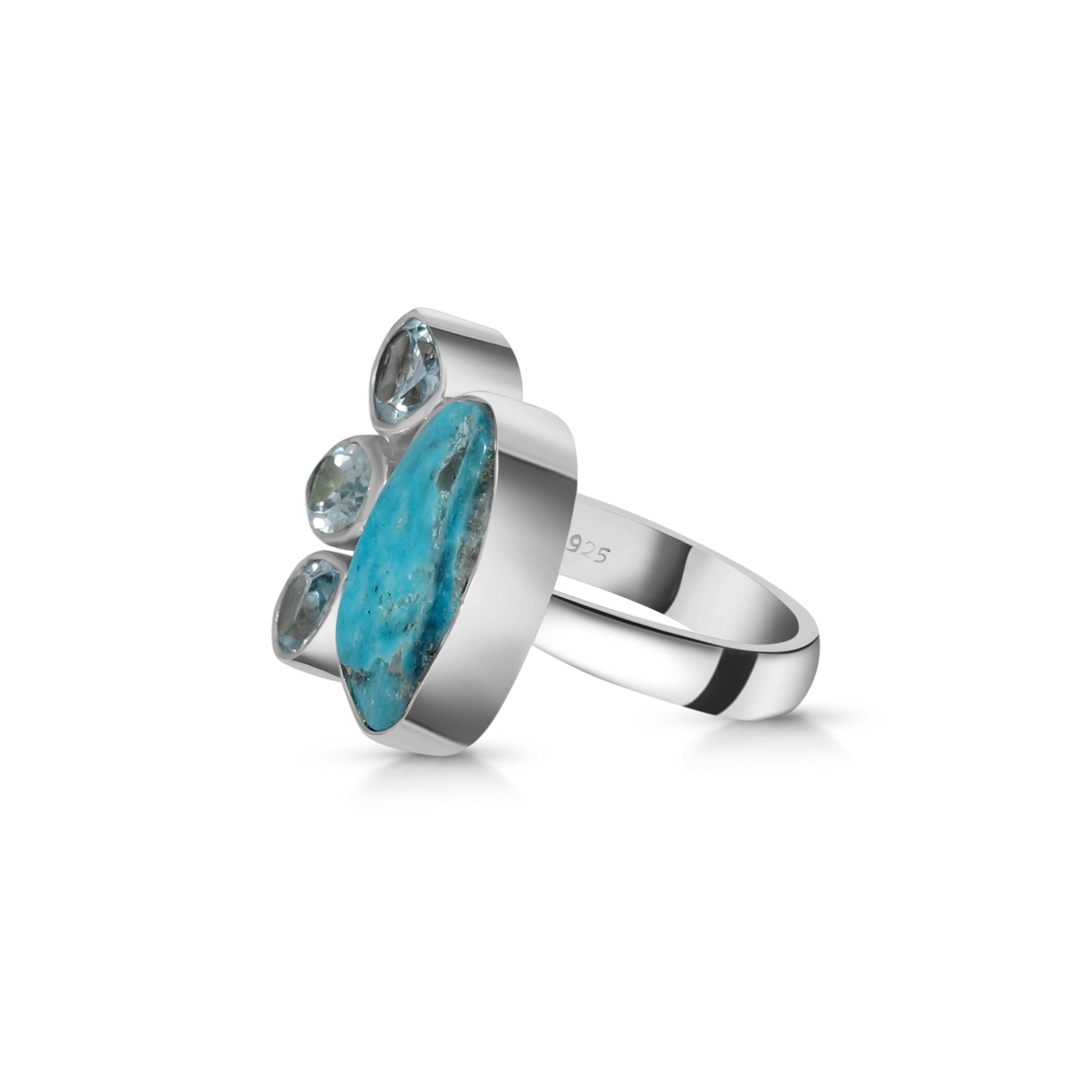 Turquoise (Rough) Adjustable Ring-(TRQ-R-10.)