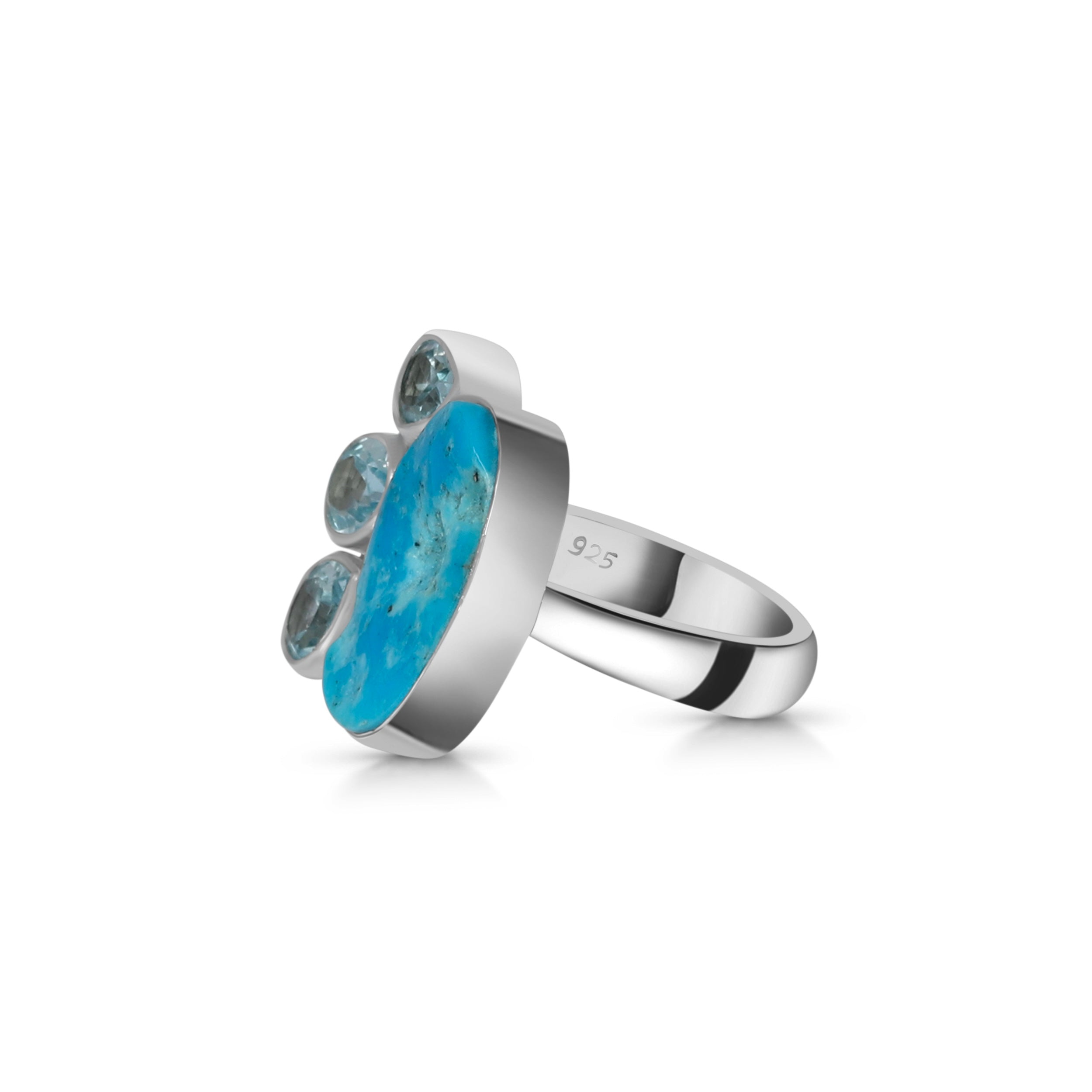 Turquoise (Rough) Adjustable Ring-(TRQ-R-11.)