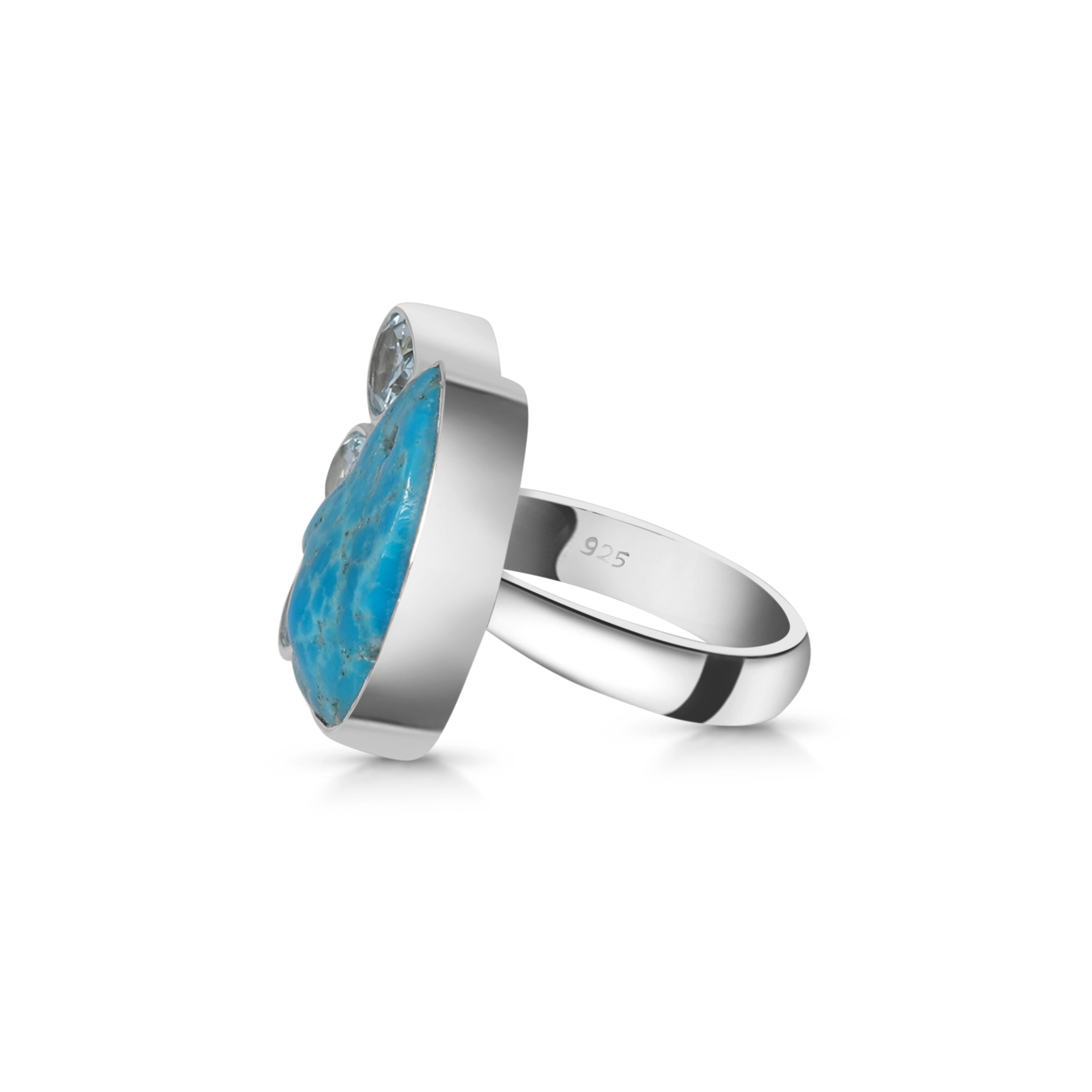 Turquoise (Rough) Adjustable Ring-(TRQ-R-12.)