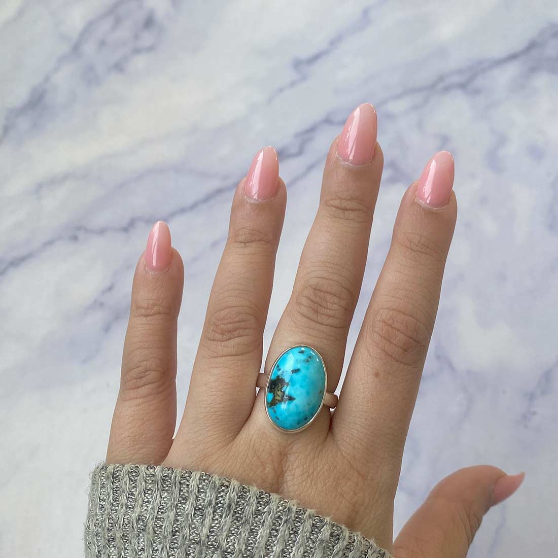 Turquoise Adjustable Ring-(TRQ-R-161.)