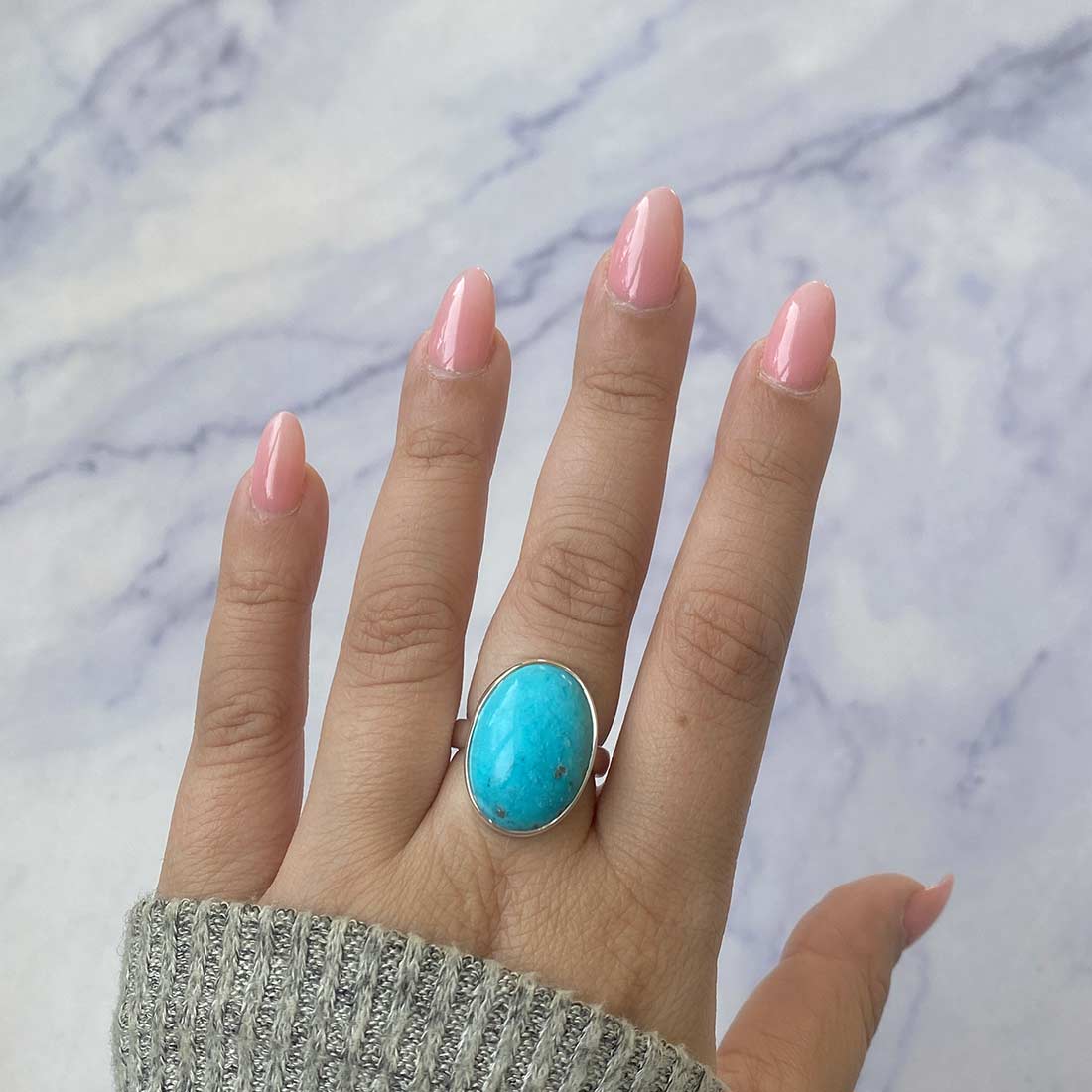 Turquoise Adjustable Ring-(TRQ-R-163.)