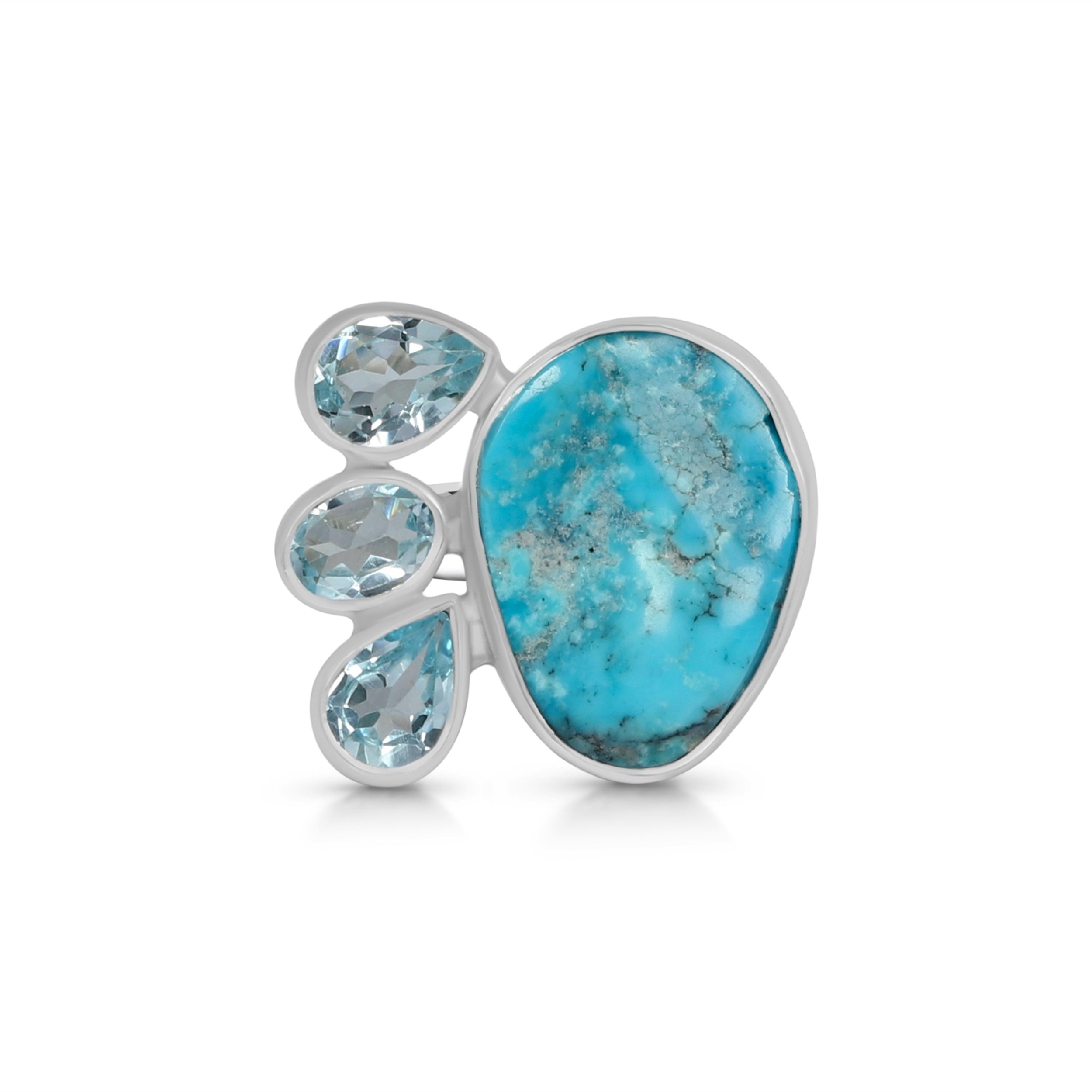 Turquoise (Rough) Adjustable Ring-(TRQ-R-17.)