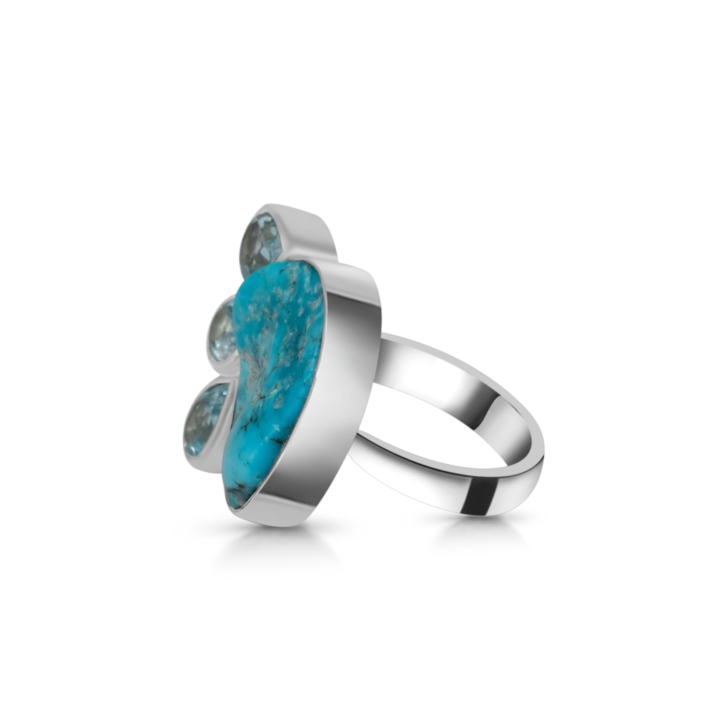 Turquoise (Rough) Adjustable Ring-(TRQ-R-17.)