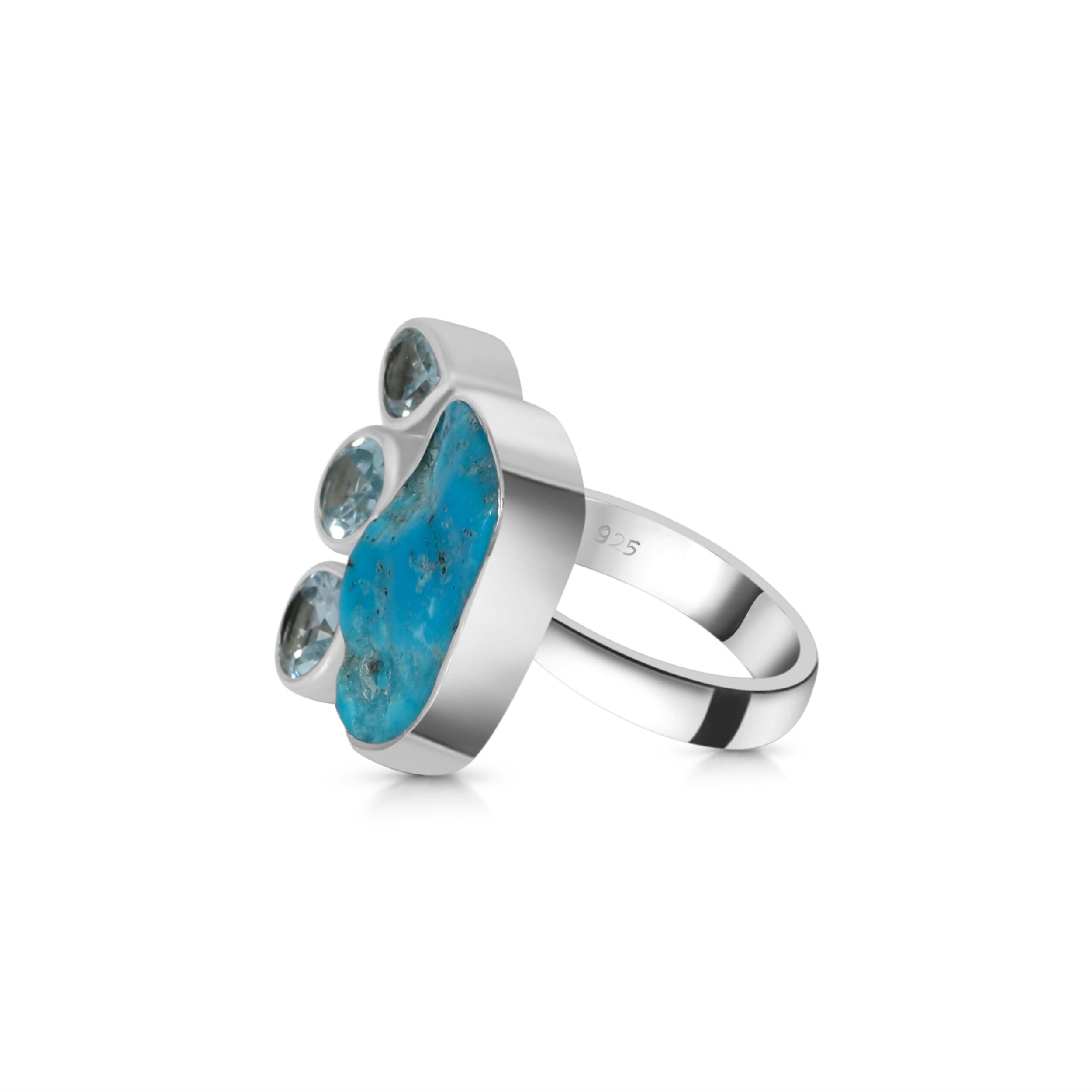 Turquoise (Rough) Adjustable Ring-(TRQ-R-18.)