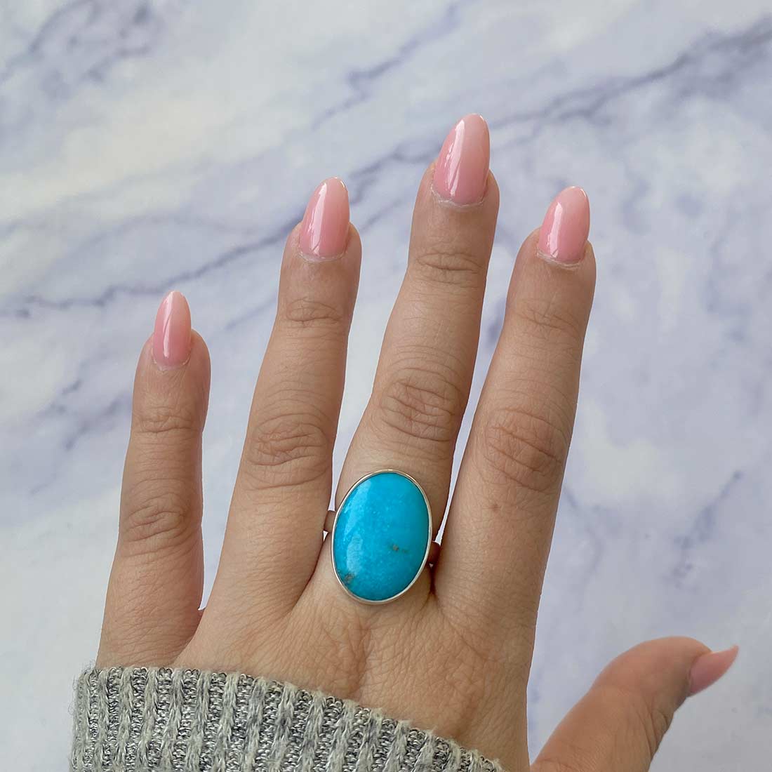 Turquoise Adjustable Ring-(TRQ-R-180.)