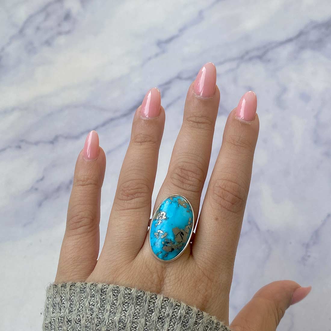 Turquoise Adjustable Ring-(TRQ-R-181.)