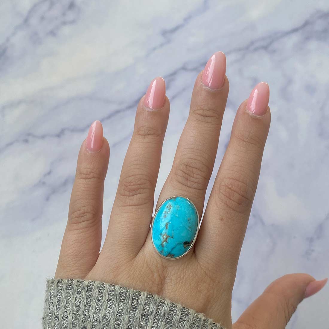 Turquoise Adjustable Ring-(TRQ-R-183.)