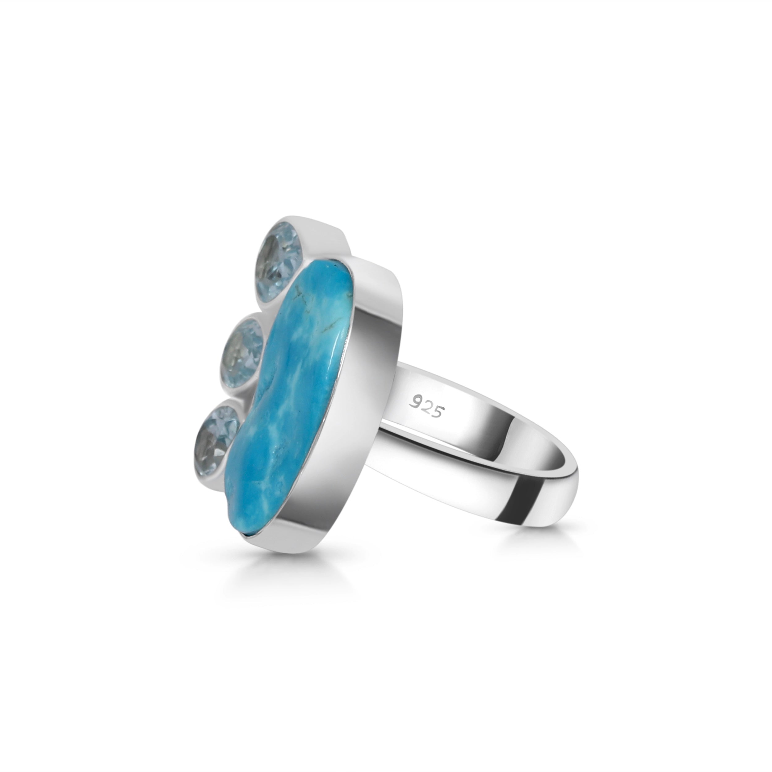 Turquoise (Rough) Adjustable Ring-(TRQ-R-19.)