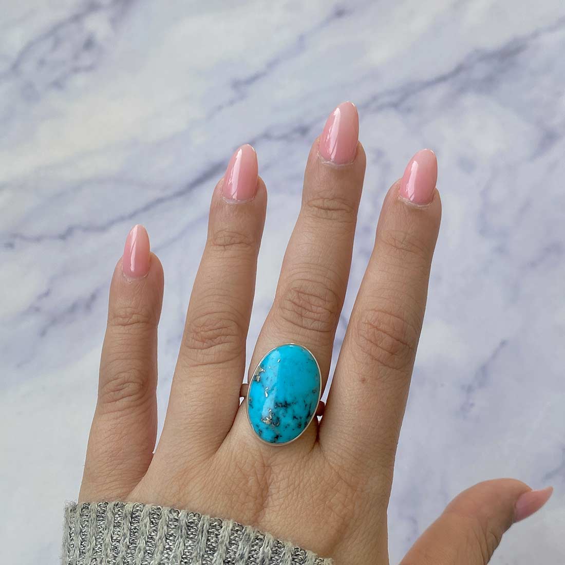 Turquoise Adjustable Ring-(TRQ-R-194.)