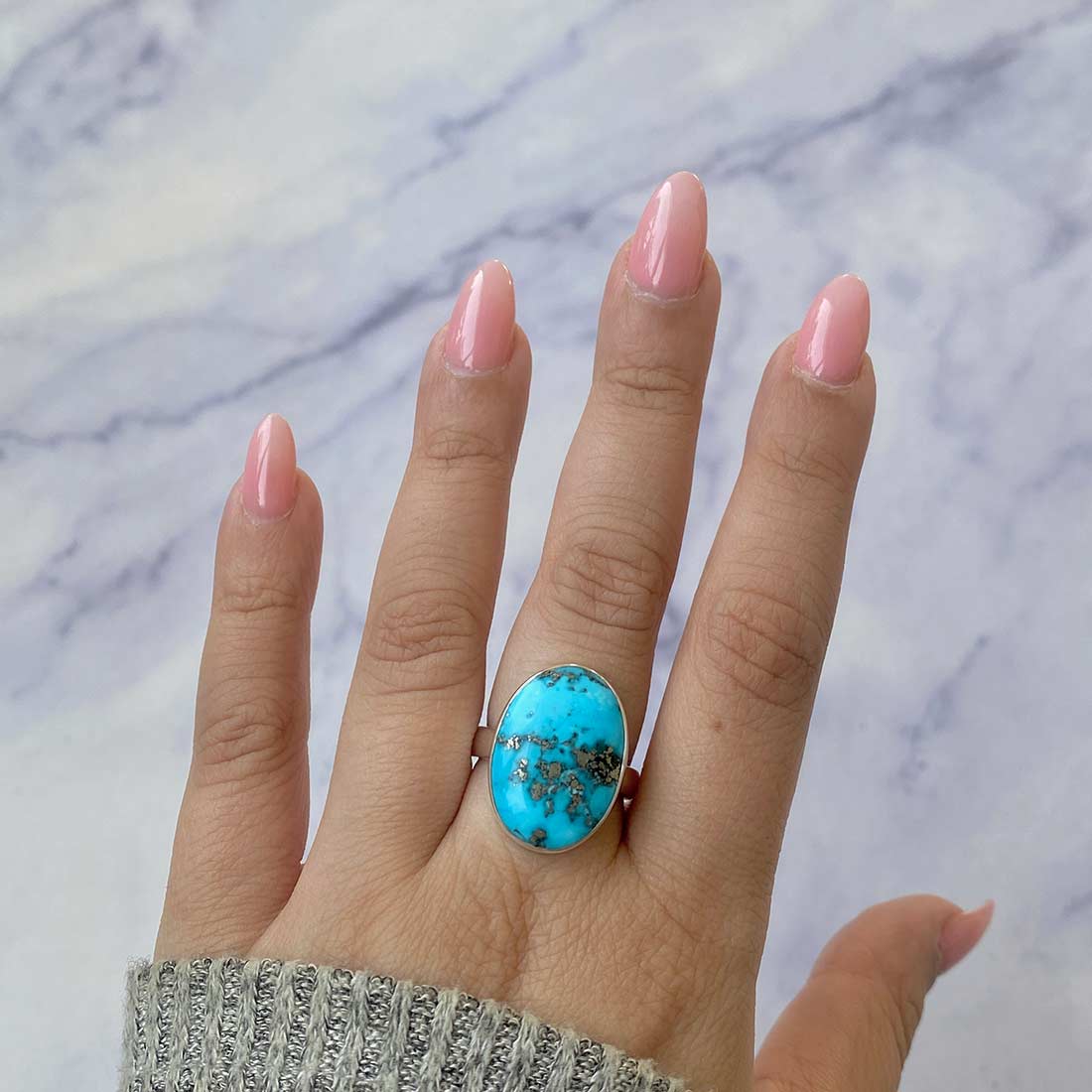 Turquoise Adjustable Ring-(TRQ-R-196.)