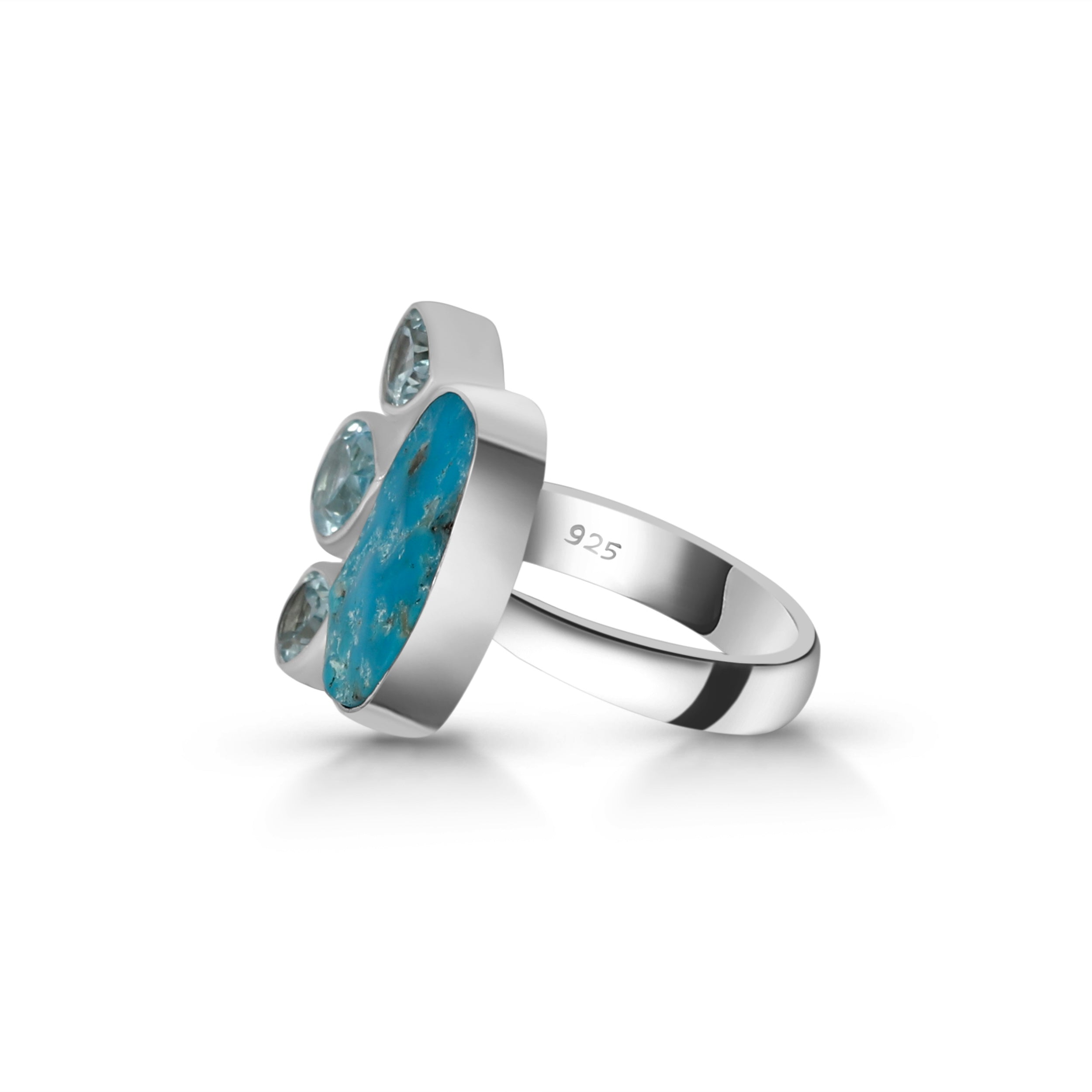 Turquoise (Rough) Adjustable Ring-(TRQ-R-2.)