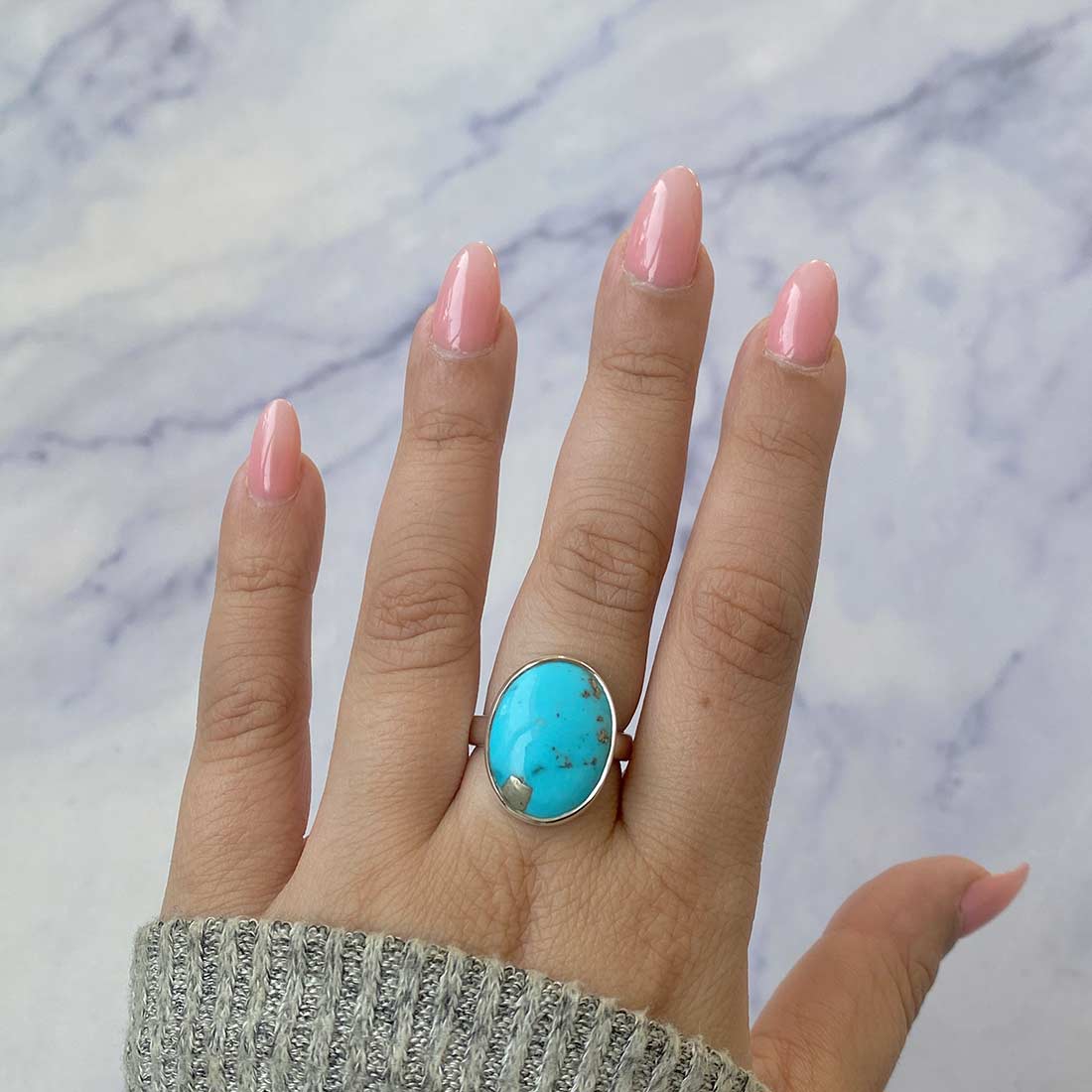 Turquoise Adjustable Ring-(TRQ-R-210.)