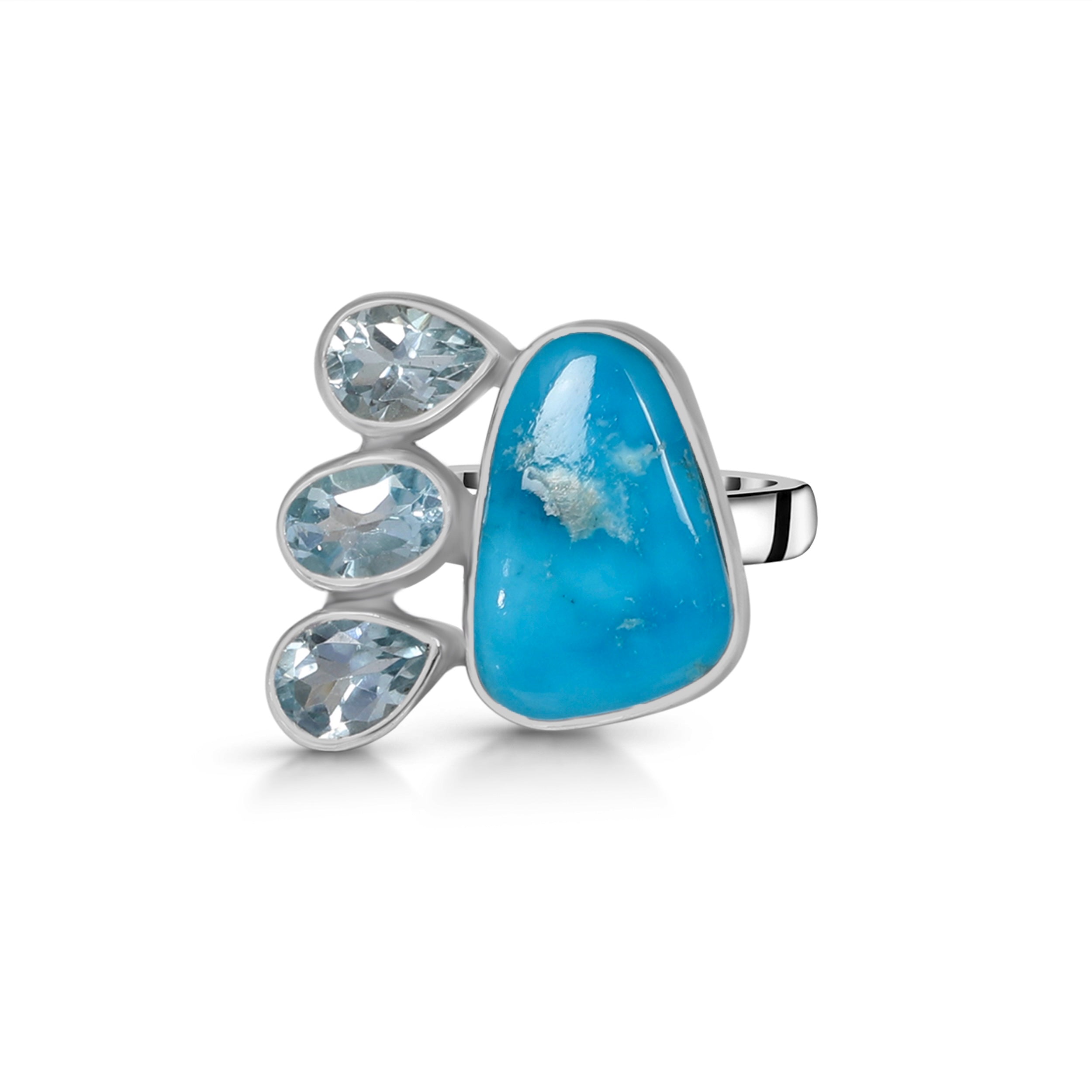 Turquoise (Rough) Adjustable Ring-(TRQ-R-27.)