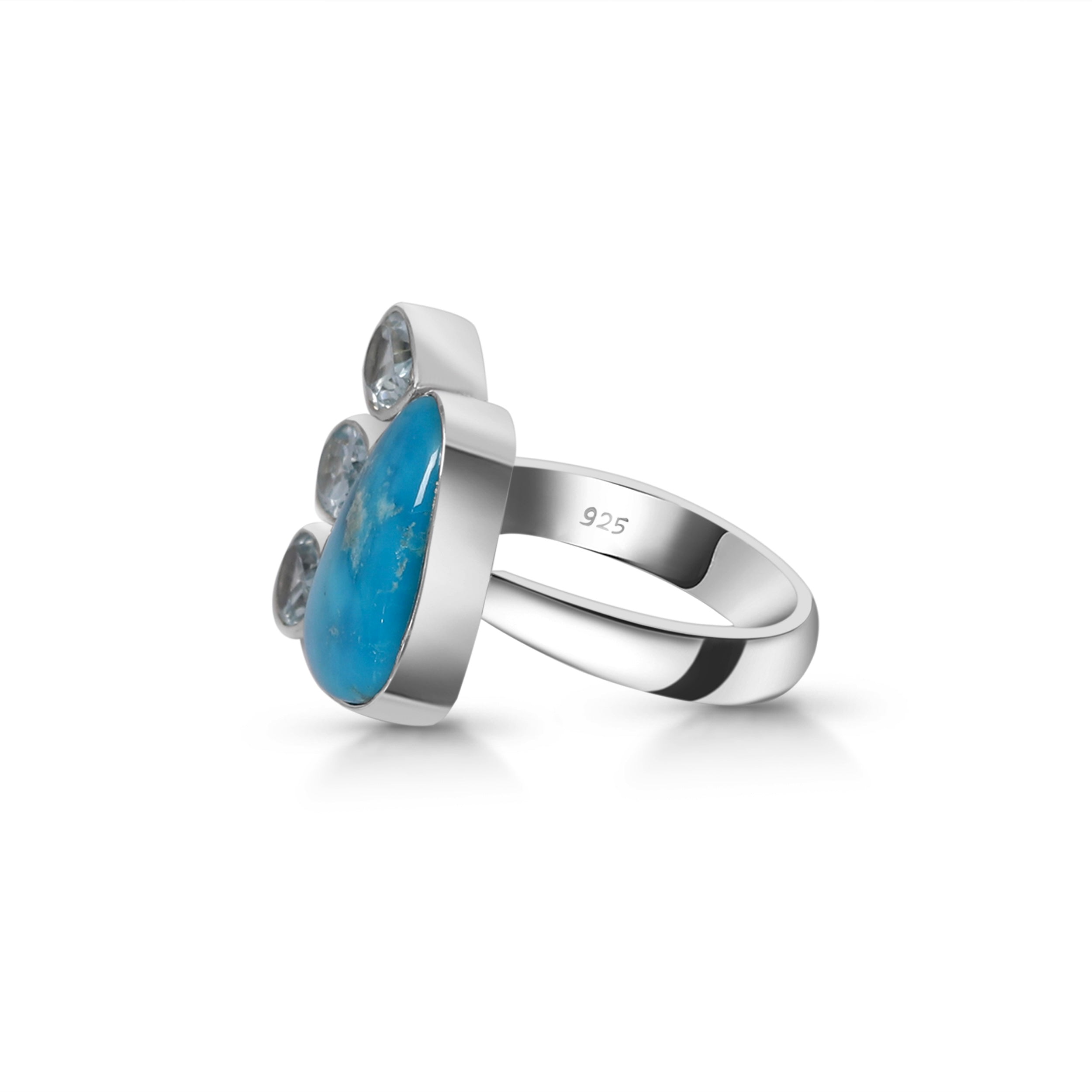 Turquoise (Rough) Adjustable Ring-(TRQ-R-27.)