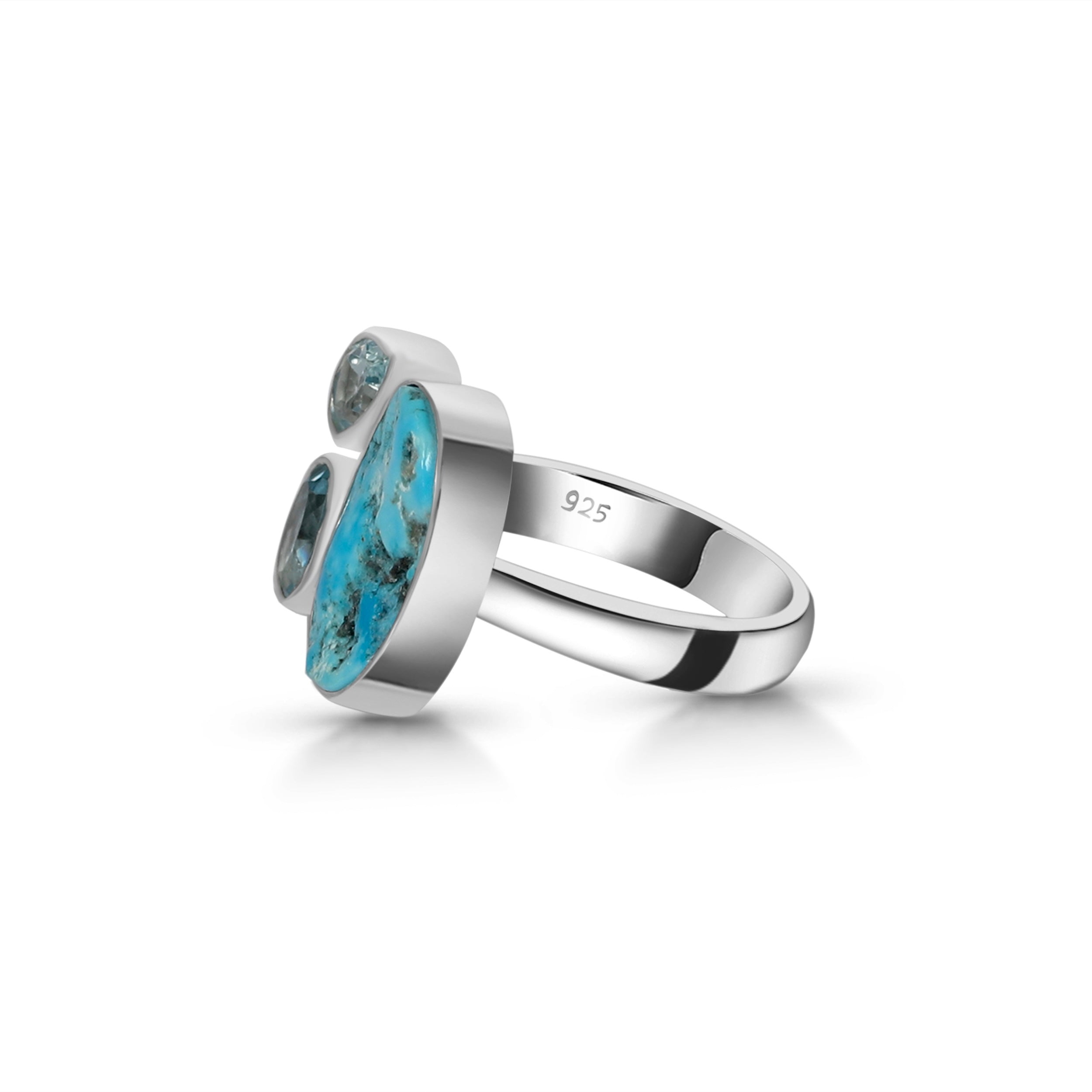 Turquoise (Rough) Adjustable Ring-(TRQ-R-3.)