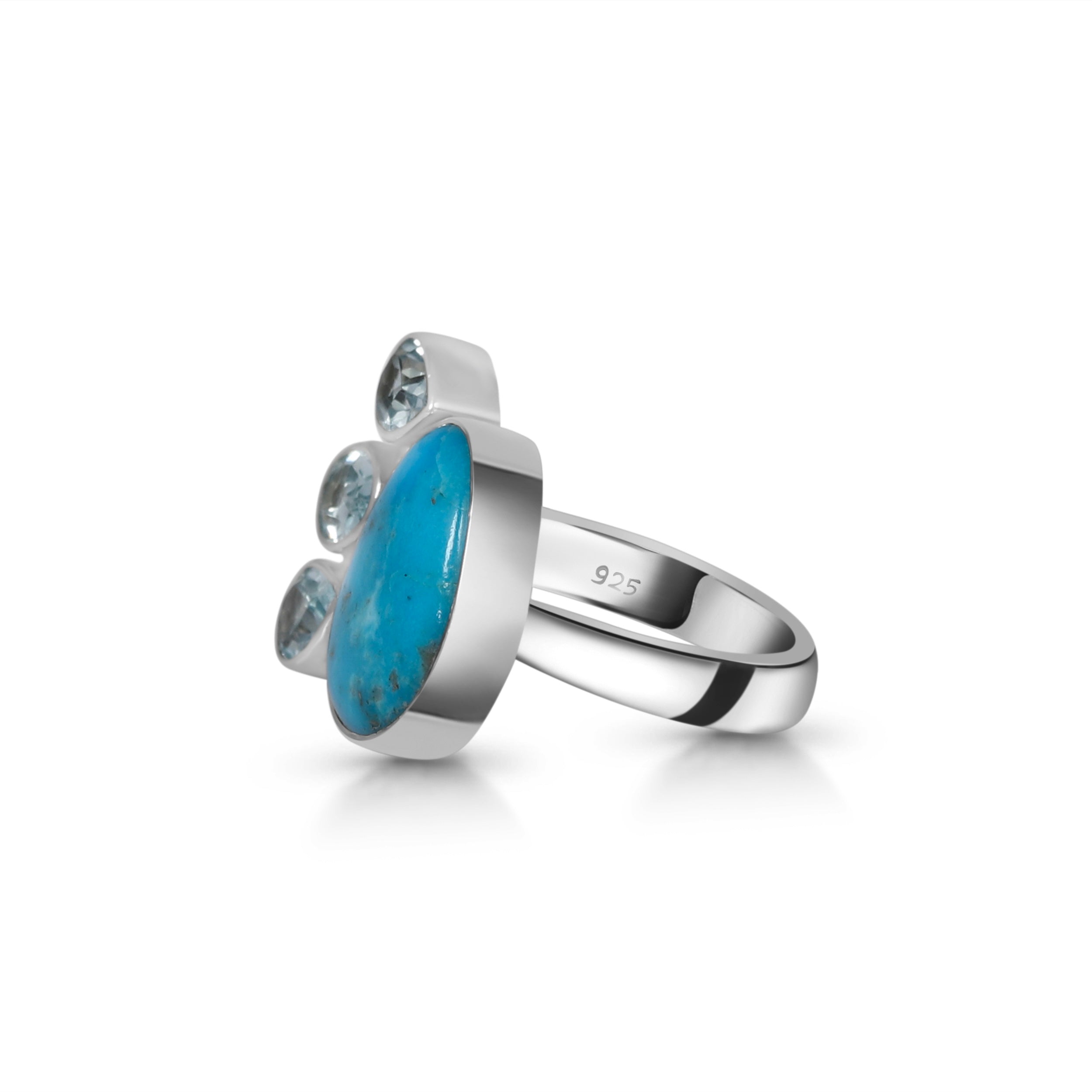 Turquoise (Rough) Adjustable Ring-(TRQ-R-31.)